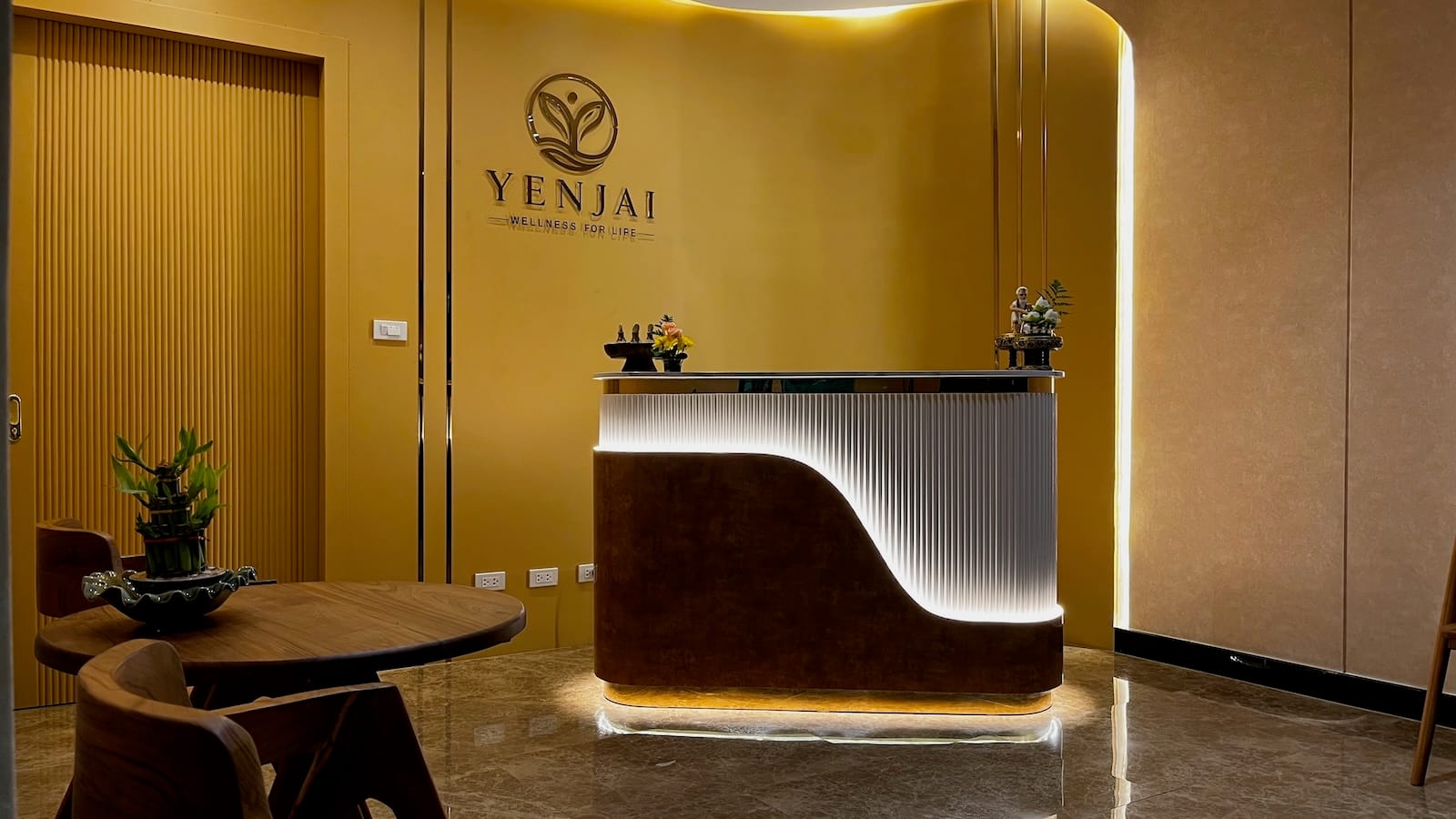 Yenjai Wellness for Life's newly remodeled lobby, created for calm, peace, and quiet.