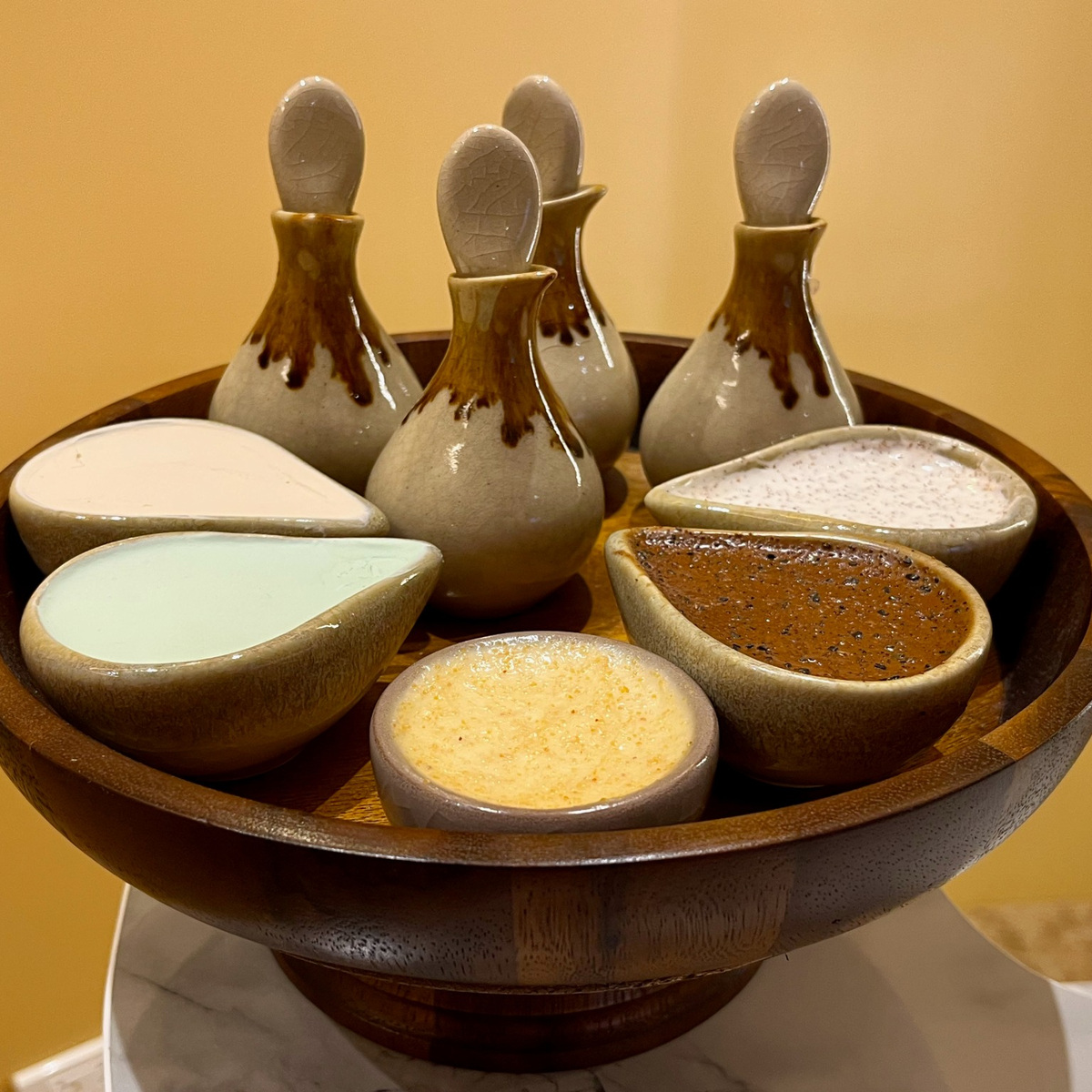 Your choice of aromatic oils and body scrubs. Enjoy Yenjai's spa wellness renewal alone or as a couple.